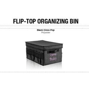 THIRTY ONE BAGS Flip Top Organizing Bin with Lid Black Cross Pop VGUC NLA